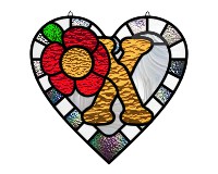 (image for) Alphabet soft "X" round heart checkers, v 3 glass pattern