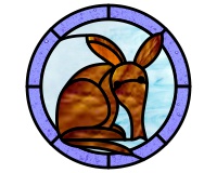 (image for) Ardvark, anteater, animal pattern for stained glass, round