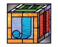 Alphabet baby blocks "J E H" panel for stained glass (image for) Alphabet baby blocks "J E H" panel for stained glass