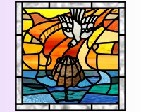 Baptism dove shell square with border (image for) Baptism dove shell square with border