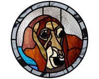 (image for) Bassett hound 1 round thin border