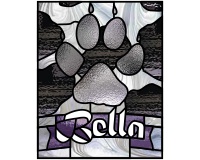 (image for) Bella 1 dog memorial paw ( custom stained glass name )