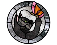 (image for) Black cat named Hiei, and butterfly with border