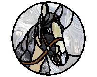 (image for) Black and white horse round