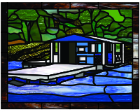 Blue boat house with framing (image for) Blue boat house with framing