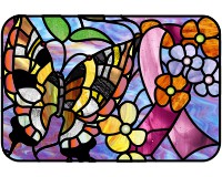 (image for) Breast cancer butterfly ribbon, pattern for stained glass