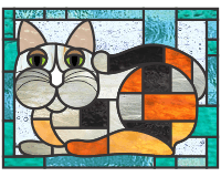 (image for) Calico pixel cat 1 stained glass pattern