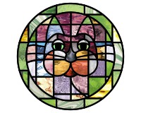 (image for) Calico cat pattern, with border, stained glass art