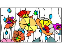 (image for) California poppies 3 panel as ONE panel to 1 panel 25x14