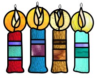 4 candles, sun catcher patterns for stained glass, glass fusing (image for) 4 candles, sun catcher patterns for stained glass, glass fusing