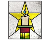 (image for) Candle and christmas star - simpler, stained glass pattern