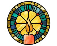 (image for) Candle and nested rays, round pattern for stained glass