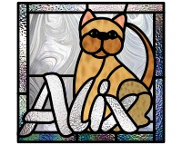 (image for) Cat named Alix, stained glass custom name pattern