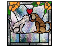 (image for) Cat_dog_hearts_paw_square pattern, variation 2, stained glass