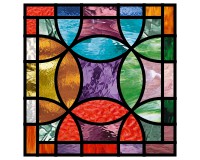 (image for) Cathedral Window quilt block pattern 1 - stained glass (rainbow)