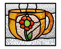 (image for) Charis' coffee cup (variations 1 and 2) stained glass pattern