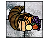 (image for) Cornucopia, square pattern, no border, stained glass