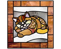(image for) Cute calico cat pattern for stained glass, glass painting