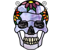 (image for) Day of the dead, 2024, stained glass sugar skull pattern