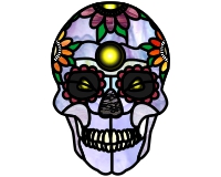 (image for) Day of the Dead - simpler still stained glass pattern