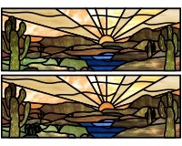 (image for) Desert landscape and sunset variations 1 and 2