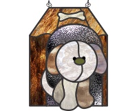 (image for) Dog and dog house, suncatcher pattern, stained glass