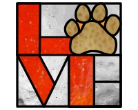 (image for) Dog paw 14 (pattern for stained glass and glass fusing)
