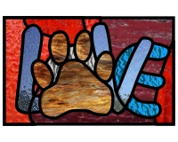 (image for) Dog paw 16 (paw print with word love and frame)