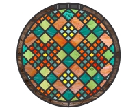 (image for) Double cross (quilt) in hoop round stained glass pattern