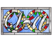 (image for) Double wedding ring quilt pattern letters L and M for glass