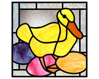 (image for) Duck and 3 eggs pattern for stained glass