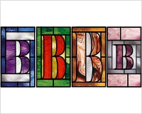 (image for) Alphabet easy B very tall, 6.5x11.5 in, stained glass pattern