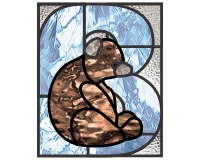 (image for) Easy animal alphabet, B, bear, stained glass pattern