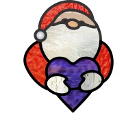 (image for) Easy santa, heart (purple heart) ornament or suncatcher pattern