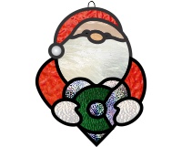 (image for) Easy santa, heart (and initial, letter C) ornament suncatcher