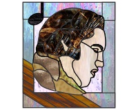 Elvis, guitar strings and quarter note, pattern with border (image for) Elvis, guitar strings and quarter note, pattern with border