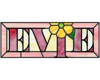 (image for) Evie, transom pattern for stained glass with custom name