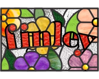 (image for) Finley (name) and flowers stained glass pattern