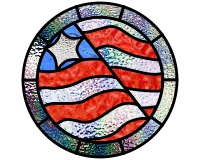 (image for) Flag (US) and round border, pattern for stained glass