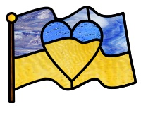 Flag - Ukranian and heart suncatcher pattern for stained glass (image for) Flag - Ukranian and heart suncatcher pattern for stained glass