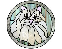 (image for) Fluffy cat round - stained glass pattern