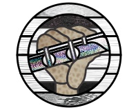 (image for) Flute round (flute, hand, staff, and border pattern)