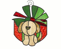 (image for) Gift doggie, simpler, stained glass holiday pattern