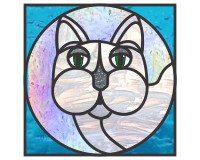 (image for) Glass cats, (redo) 1 sq pattern for stained glass, glass paintin