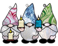 (image for) Gnome, candle 1,2,3 suncatcher bundle, patterns for glass