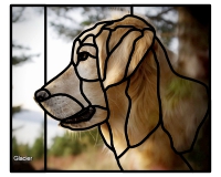 (image for) Golden retriever side view stained glass pattern