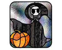 (image for) Grim reaper, Corin's artwork, stained glass pattern Halloween