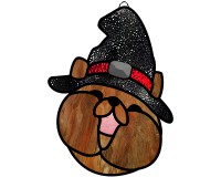 (image for) Happy kitty and witches hat, glass pattern