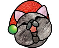 (image for) Happy santa laughing kitty, suncatcher or ornament pattern