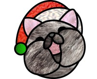 (image for) Happy santa laughing kitty var 1 suncatcher or ornament pattern